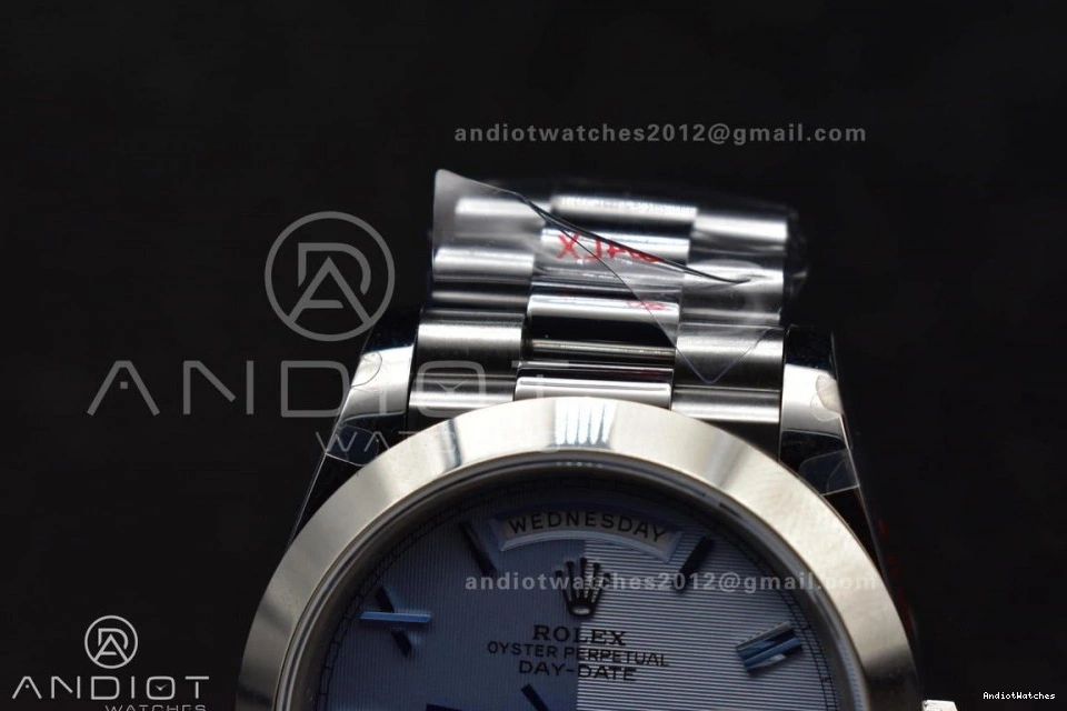 Trendsetting On 703 Weighted GMF Dial Steel 904L 40 Tungsten Blue A3255 V Markers DayDate President Bracelet Roman 1120